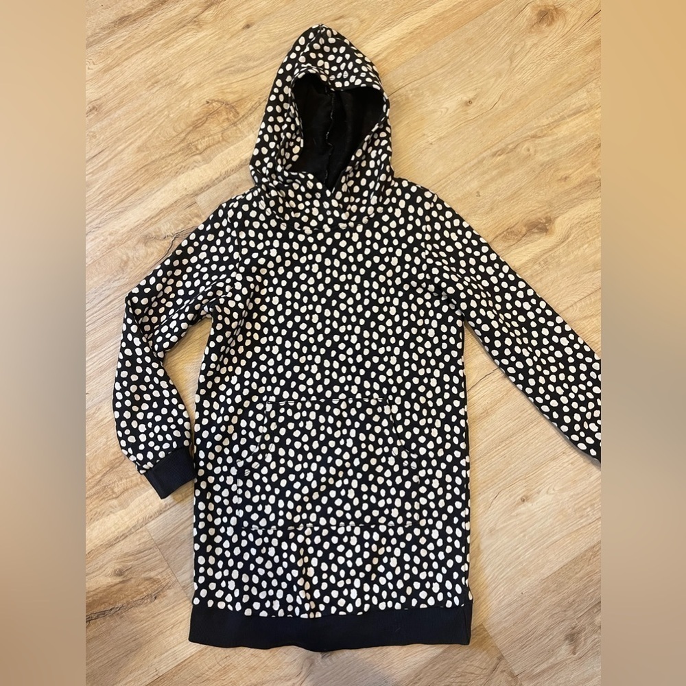 Hanna Andersson Long Sleeve Polka Dot Hooded Dress Sweatshirt Girls Size 8